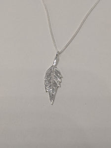 Recycled silver leaf necklace