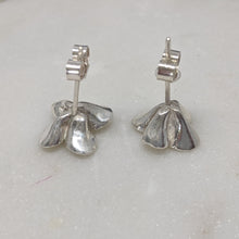 Load image into Gallery viewer, Recycled silver flower stud earring with butterfly backs.
