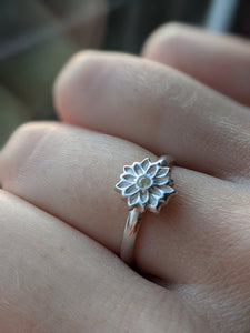 Solid Silver Flower Ring