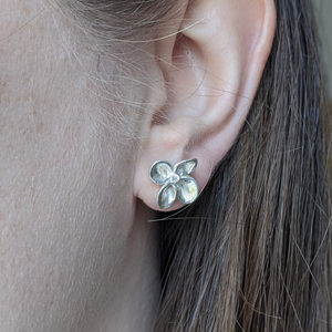 Recycled Silver handmade Flower earring.