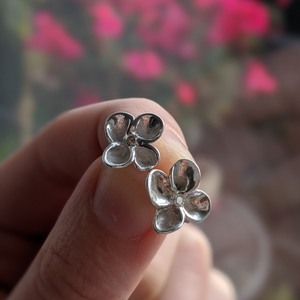 Recycled Silver Handmade Flower stud earrings.