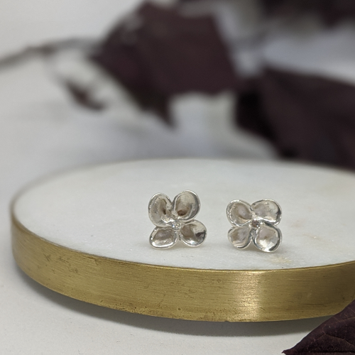 Recycled Silver Handmade Flower stud earrings.