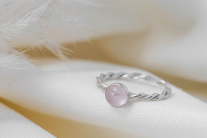 Entwined Rose Quartz Silver Ring