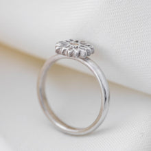 Load image into Gallery viewer, side of silver flower ring
