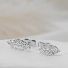 Load image into Gallery viewer, silver leaf stud earrings
