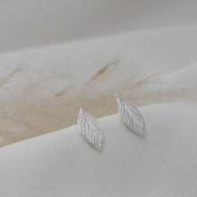Load image into Gallery viewer, silver leaf stud earrings

