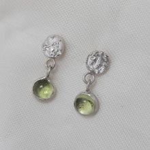 Load image into Gallery viewer, Silver and peridot drop earrings
