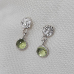 Silver and peridot drop earrings