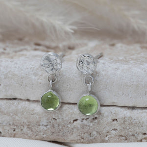 Silver and peridot drop earrings