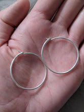 Load image into Gallery viewer, handmade silver hoop earrings
