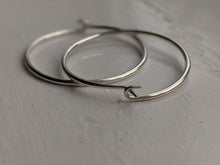 Load image into Gallery viewer, recycled solid silver handmade hoops
