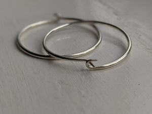recycled solid silver handmade hoops