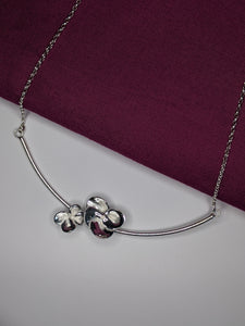 Silver Flower Bar Necklace