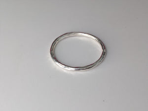 Recycled silver hammered ring band