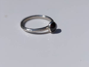 recycled silver garnet gemstone ring