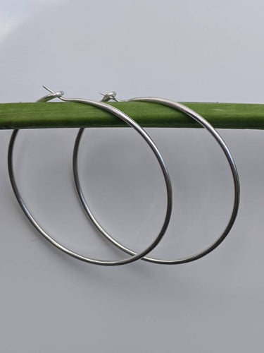 Solid silver handmade hoops earrings