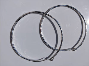 Sterling silver handmade hammered hoop earrings