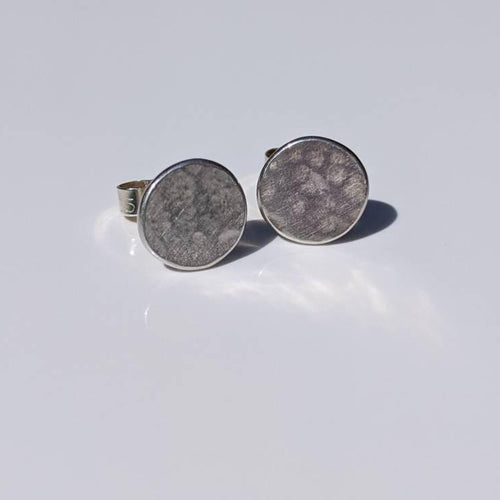 Sterling silver hammered disc earrings