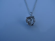 Load image into Gallery viewer, solid handmade silver rose necklace
