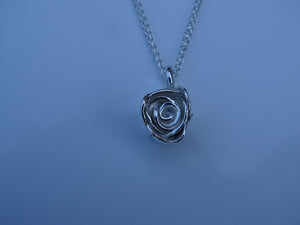 solid handmade silver rose necklace