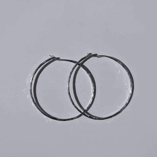 Hammered silver hoop earrings