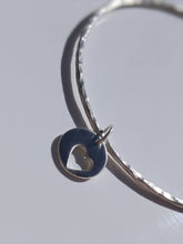 Load image into Gallery viewer, Silver heart charm on a sterling silver hammered bangle
