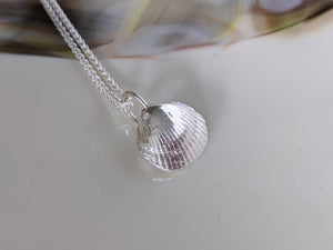 solid silver seashell necklace