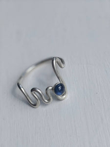 Recycled sterling silver sapphire gemstone ring