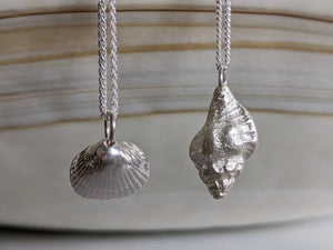 recycled silver seashell pendants