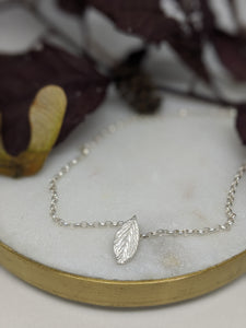 silver leaf necklace