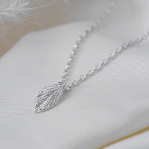 Silver leaf necklace