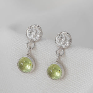 Silver and peridot drop earrings