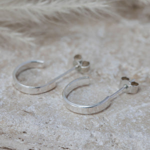 Slim Line Silver Cuff Hoop Earrings