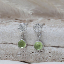 Load image into Gallery viewer, Silver and peridot drop earrings
