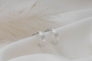 Slim Line Silver Cuff Hoop Earrings