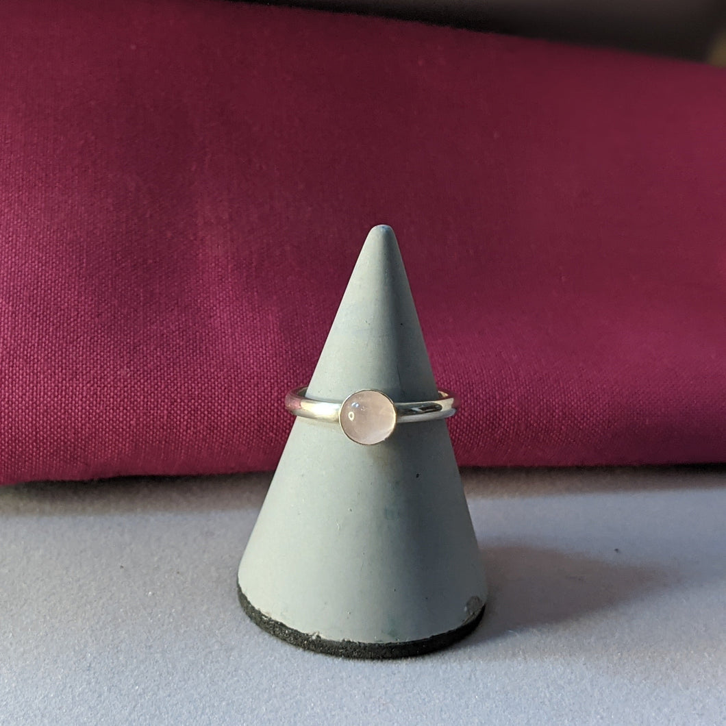 Rose Quartz silver stackable ring