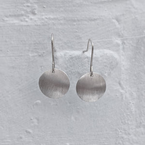 Silver circle drop earrings