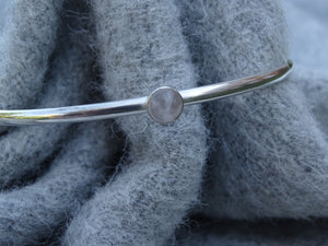 Sterling silver rose quartz stacking bangle