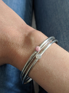 Sterling silver gemstone stacking bangles