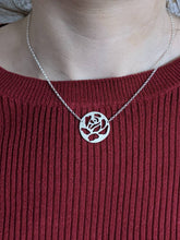 Load image into Gallery viewer, sterling silver rose pendant handmade necklace
