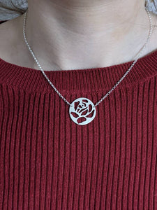 sterling silver rose pendant handmade necklace