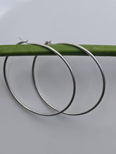 Load image into Gallery viewer, Solid silver handmade hoops earrings
