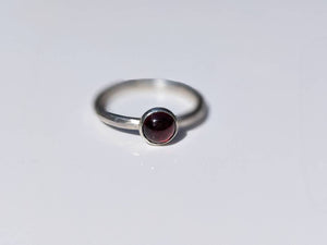 Sterling silver handmade garnet gemstone ring