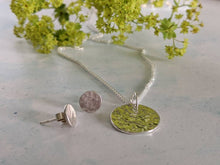 Load image into Gallery viewer, Handmade sterling silver earring and necklace disc set
